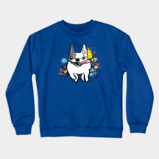 French Bulldog Running with Paint Splashes Frenchie Dog Crewneck Sweatshirt